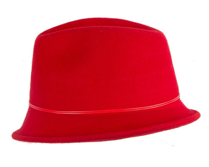 Fascinators Online - Red ladies felt fedora hat by Max Alexander