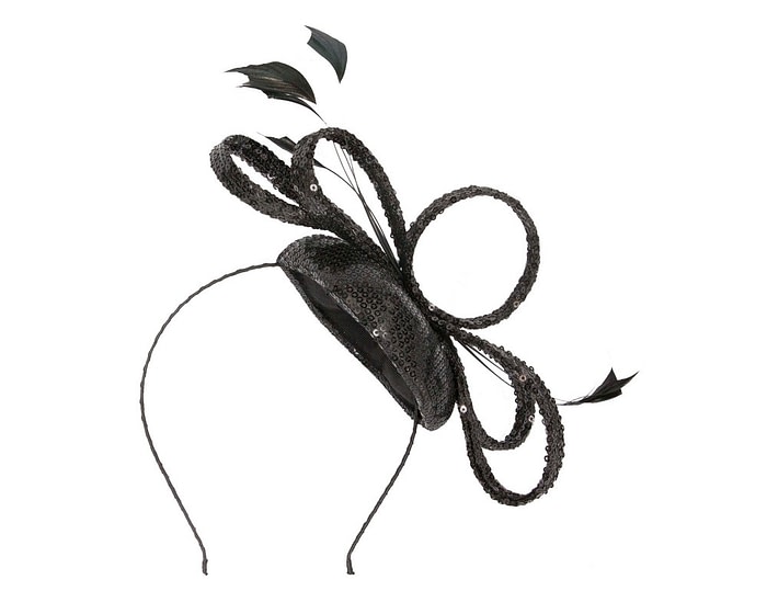 Shiny black fascinator - Image 4