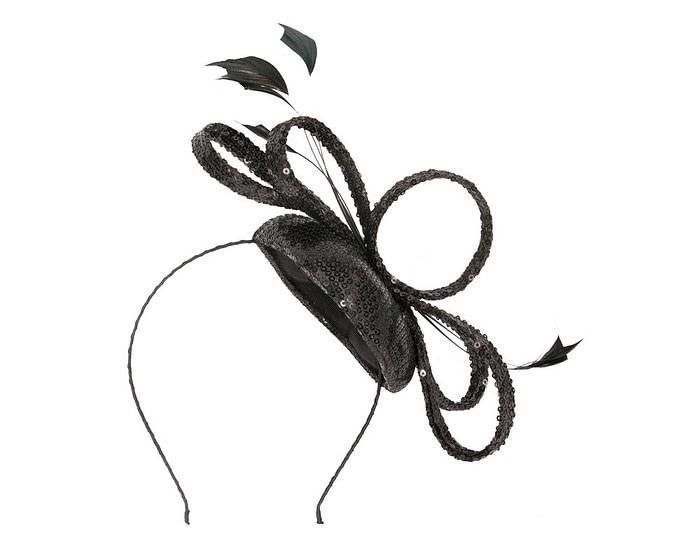 Fascinators Online - Shiny black fascinator