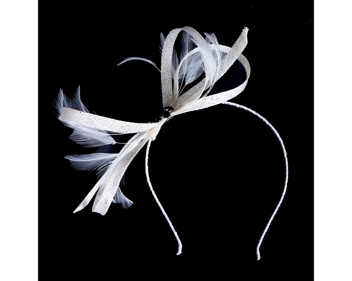 Cream sinamay fascinator - Image 2