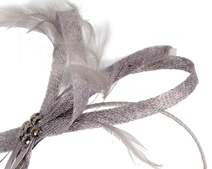 Fascinators Online - Grey sinamay fascinator