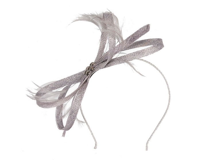 Fascinators Online - Grey sinamay fascinator