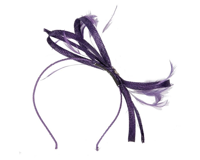 Fascinators Online - Purple sinamay fascinator