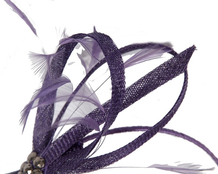 Purple sinamay fascinator - Image 3
