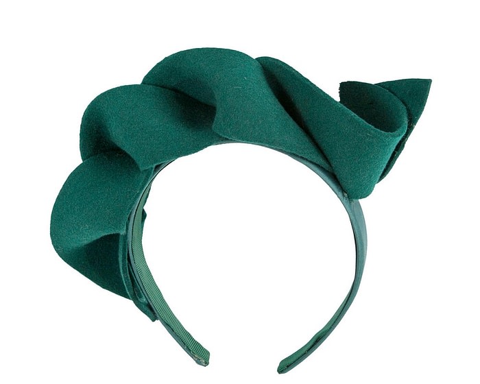 Green spiral winter felt fascinator - Image 2
