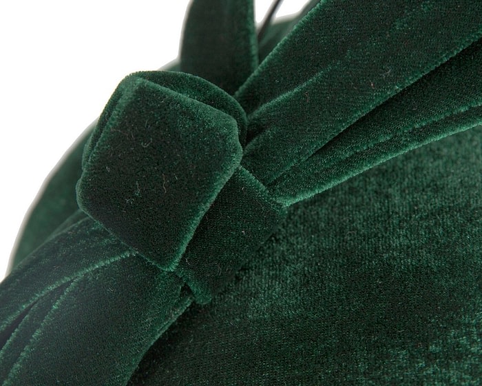 Fascinators Online - Green velvet pillbox bow fascinator