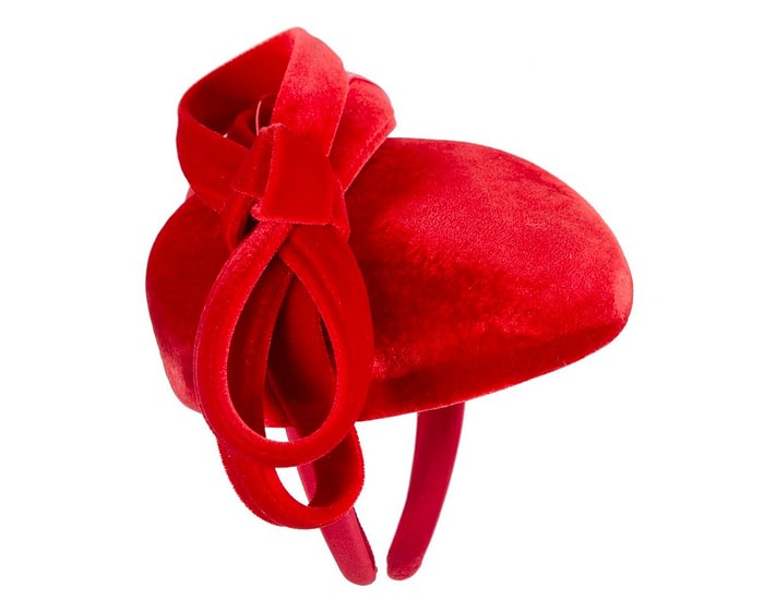 Red velvet pillbox bow fascinator - Image 4
