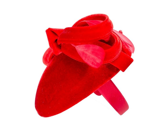 Red velvet pillbox bow fascinator - Image 3