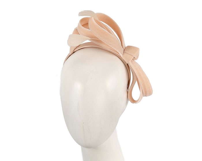 Fascinators Online - Nude velvet bow racing fascinator by Max Alexander