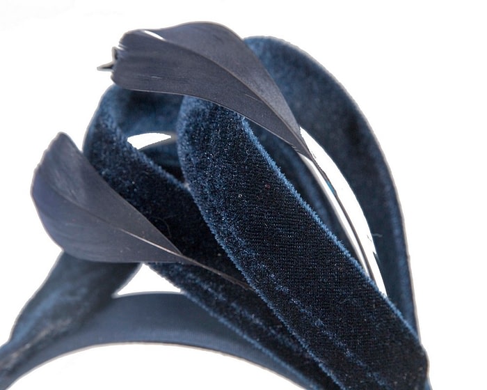 Fascinators Online - Navy velvet bow racing fascinator by Max Alexander