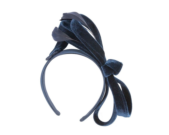 Fascinators Online - Navy velvet bow racing fascinator by Max Alexander