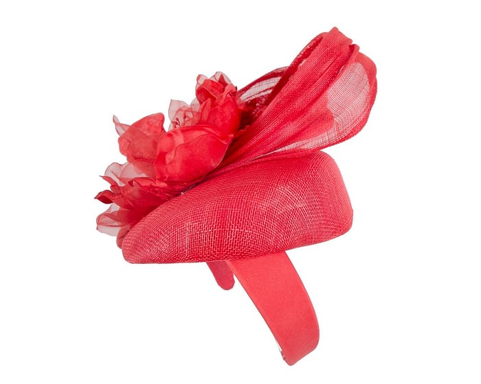 Fascinators Online - Red pillbox fascinator with large flower by Fillies Collection