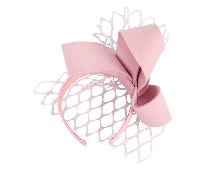 Pink felt bow with veil fascinator by Max Alexander - Image 4