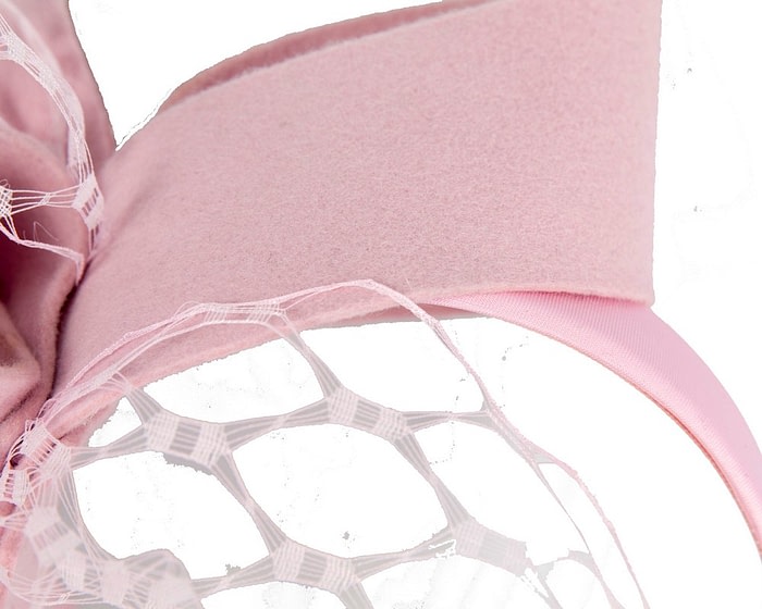 Fascinators Online - Pink felt bow with veil fascinator by Max Alexander