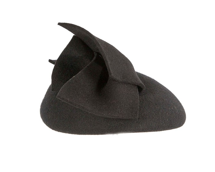 Fascinators Online - Black winter pillbox with bow