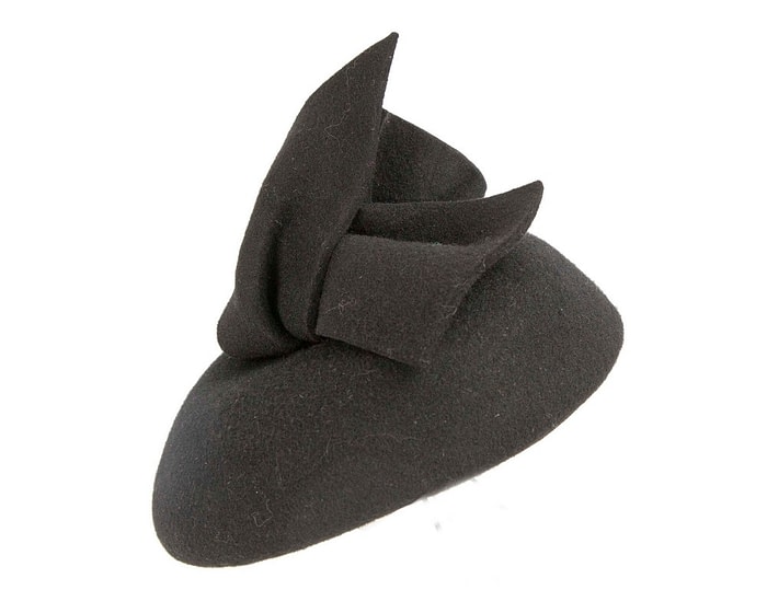 Fascinators Online - Black winter pillbox with bow