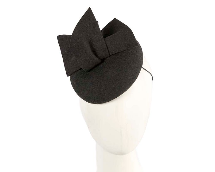 Fascinators Online - Black winter pillbox with bow