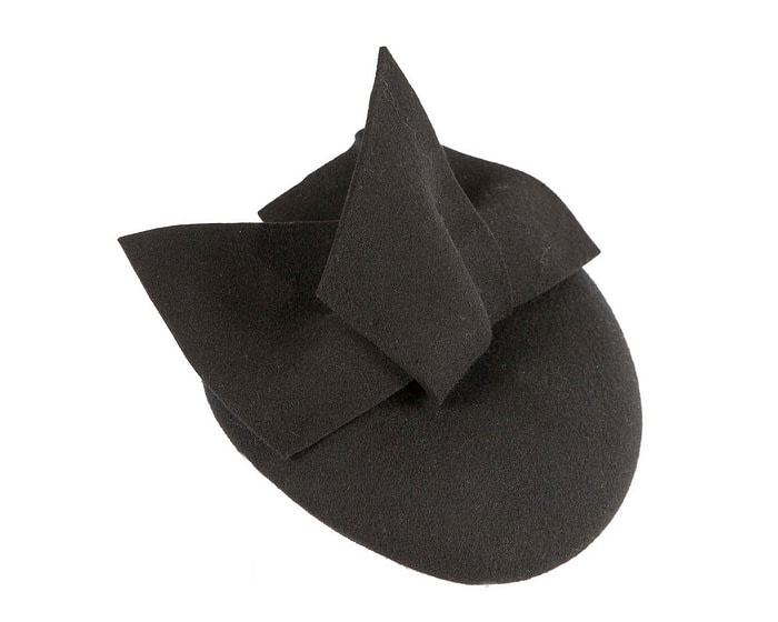 Fascinators Online - Black winter pillbox with bow