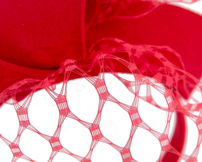 Red felt bow with veil fascinator by Max Alexander - Image 3