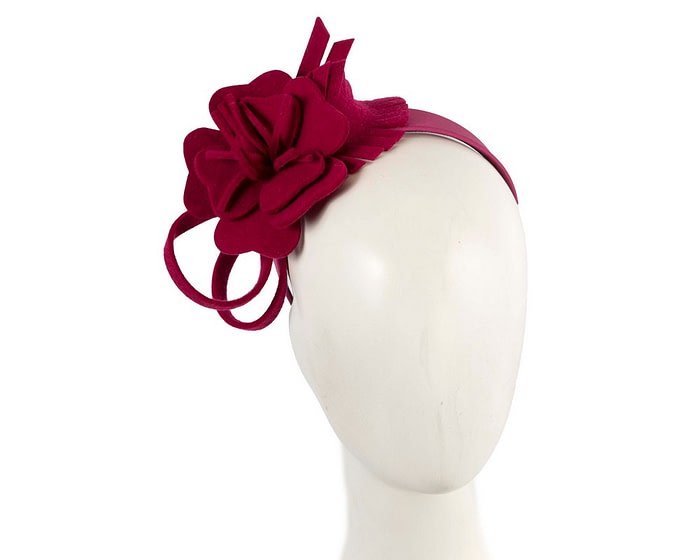 Magenta felt flower fascinator headband