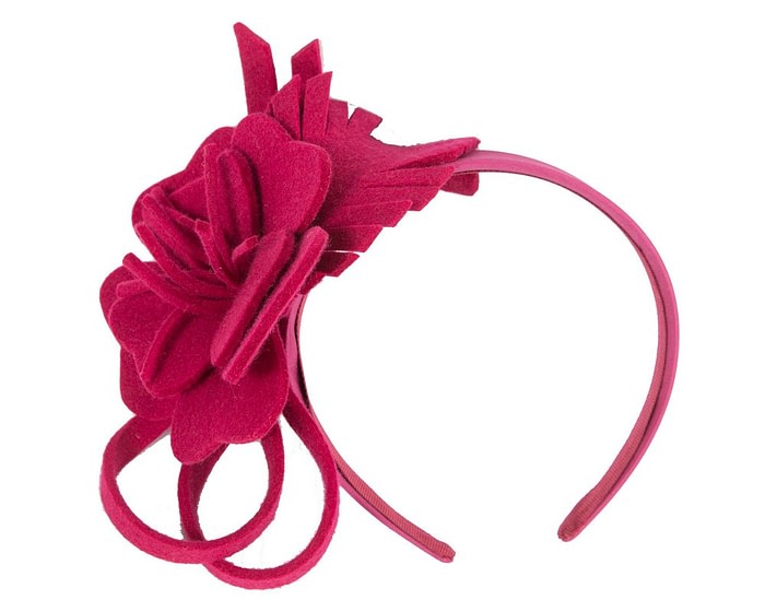 Magenta felt flower fascinator headband - Image 2