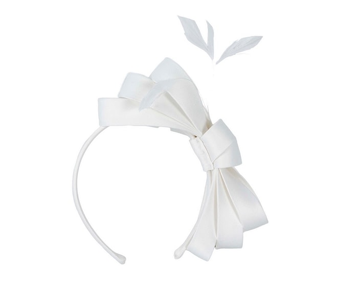 Fascinators Online - White bow racing fascinator by Max Alexander