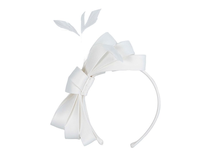 Fascinators Online - White bow racing fascinator by Max Alexander