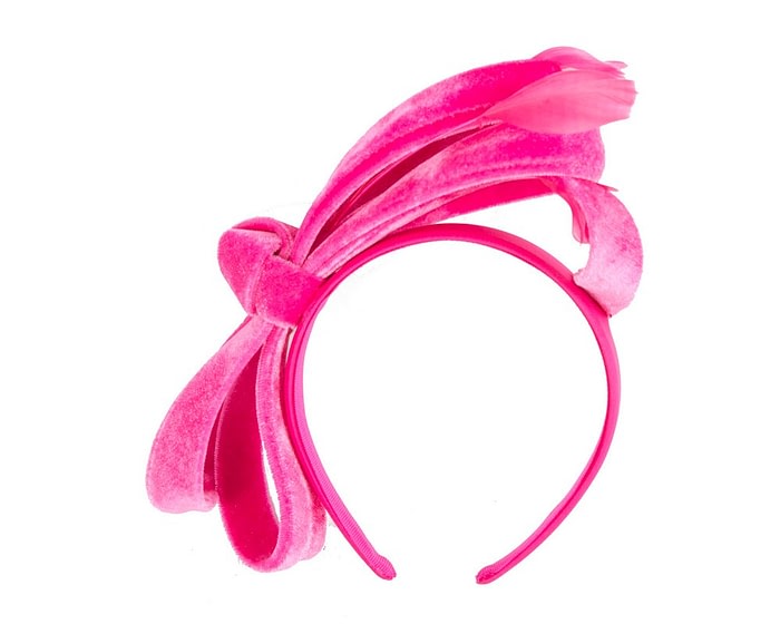 Fascinators Online - Hot Pink velvet bow racing fascinator by Max Alexander