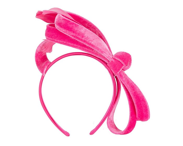 Hot Pink velvet bow racing fascinator by Max Alexander - Image 2