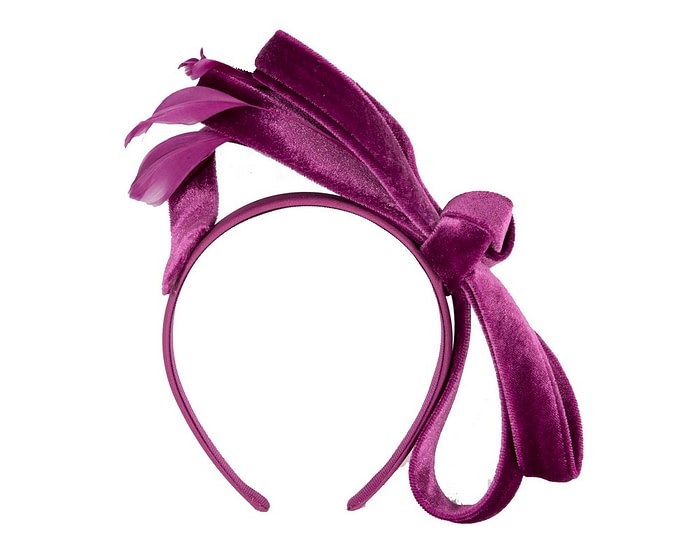 Fascinators Online - Purple velvet bow racing fascinator by Max Alexander