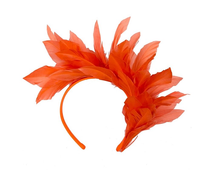 Orange feather bunch fascinator by Max Alexander - Image 4