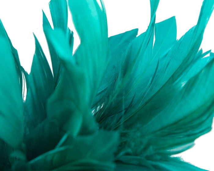 Teal green feather bunch fascinator by Max Alexander - Image 3
