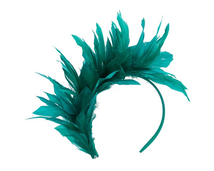 Teal green feather bunch fascinator by Max Alexander - Image 2