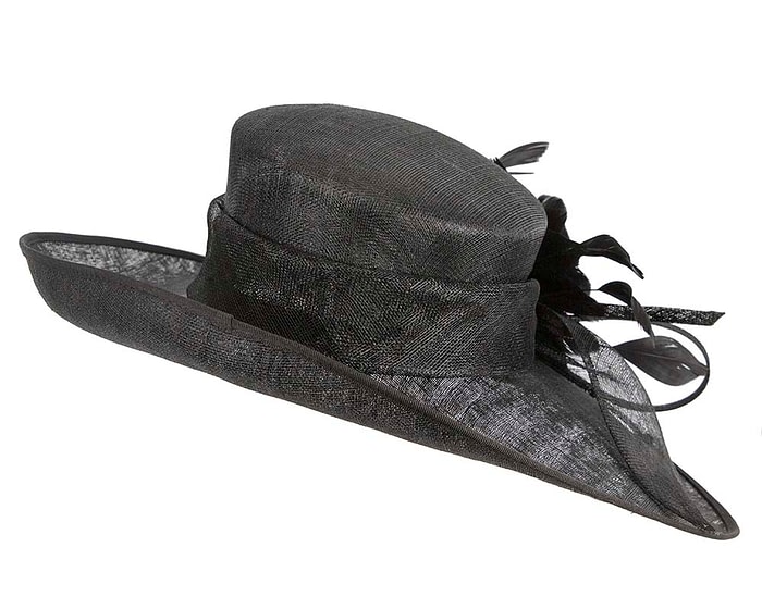 Fascinators Online - Black sinamay fashion hat by Max Alexander