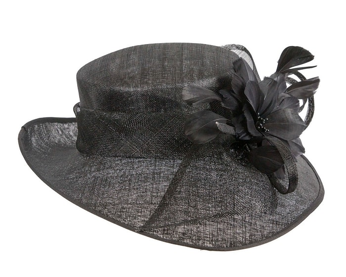 Fascinators Online - Black sinamay fashion hat by Max Alexander