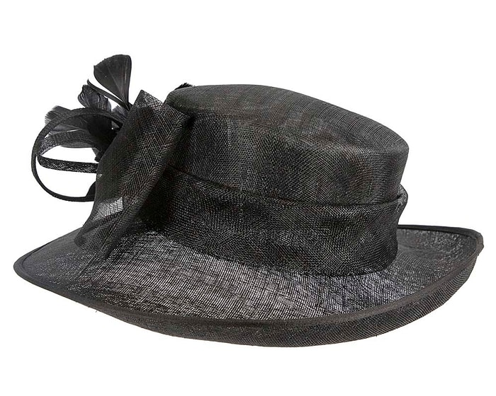 Fascinators Online - Black sinamay fashion hat by Max Alexander