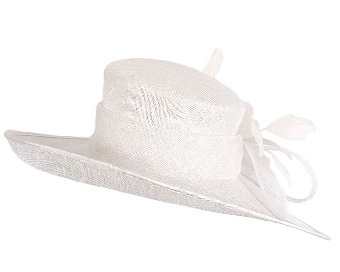 Fascinators Online - White sinamay fashion hat by Max Alexander