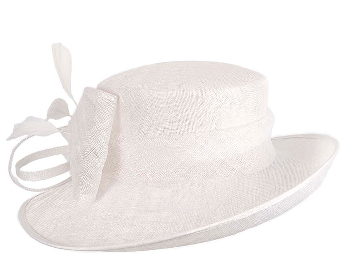 Fascinators Online - White sinamay fashion hat by Max Alexander