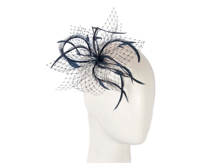 Custom made navy fascinator by Cupids Millinery
