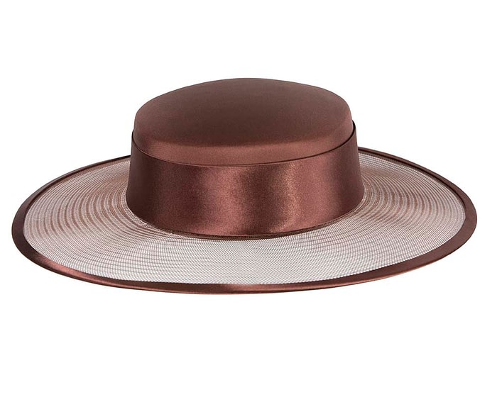 Chocolate boater hat by Cupids Millinery Melbourne - Image 2