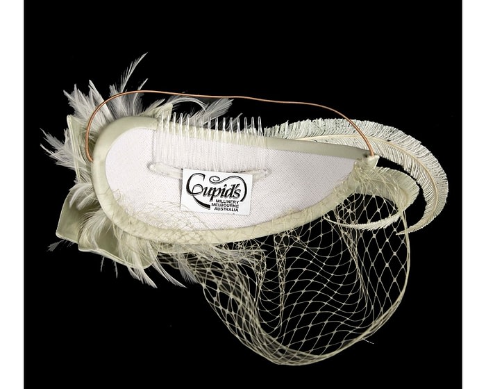 Custom made mint green feather fascinator with face veil - Image 5