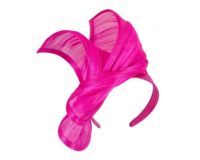 Hot pink twists of silk abaca fascinator by Fillies Collection - Image 2