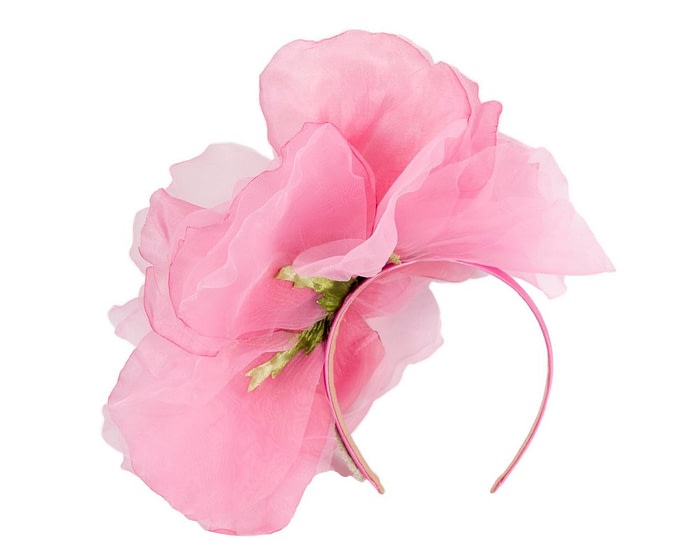 Large hot pink silk flower headband by Fillies Collection - Image 4