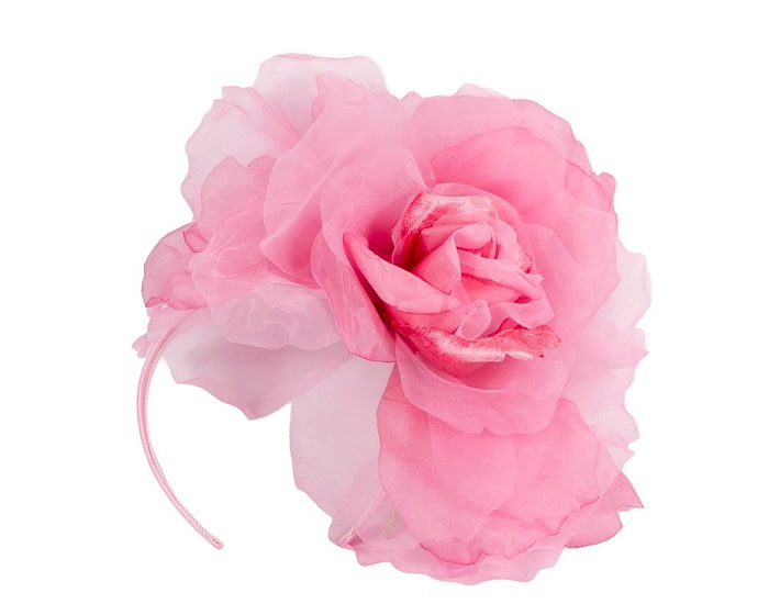 Large hot pink silk flower headband by Fillies Collection - Image 2