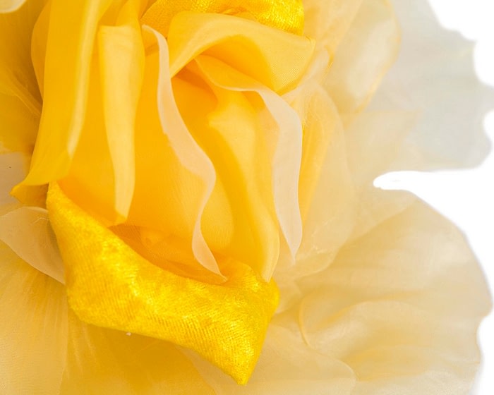Large yellow silk flower headband by Fillies Collection - Image 3