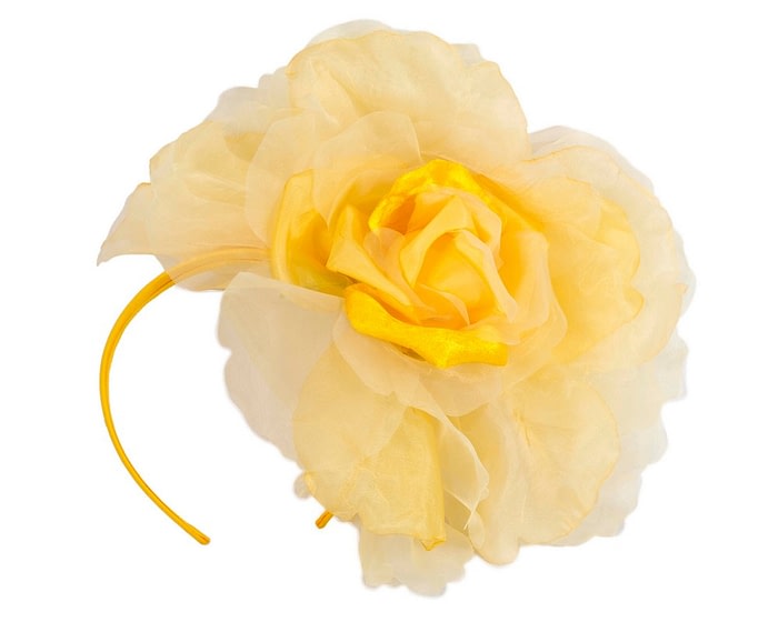 Fascinators Online - Large yellow silk flower headband by Fillies Collection