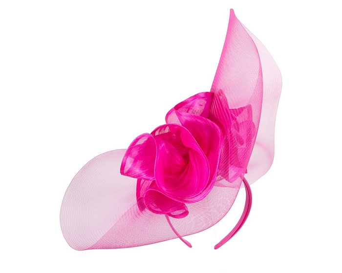 Tall fuchsia Fillies Collection fascinator - Image 2