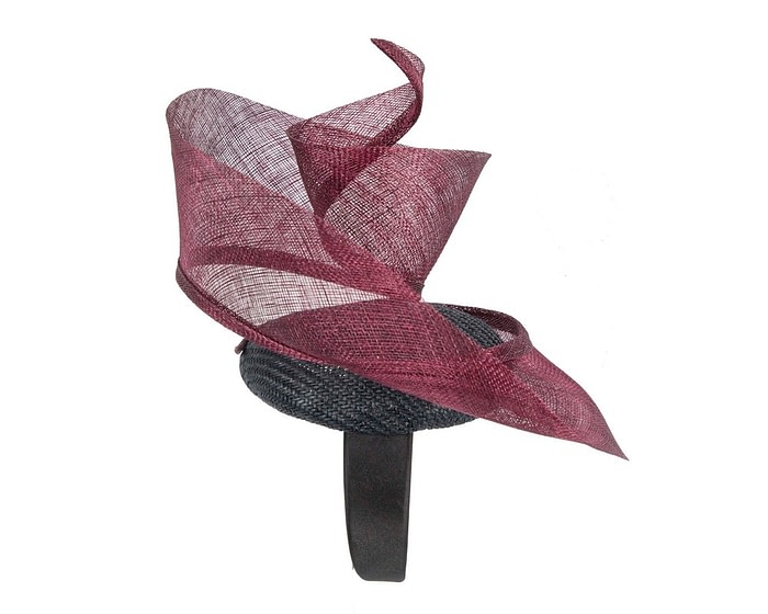 Bespoke navy & wine sinamay racing fascinator by Fillies Collection - Image 4