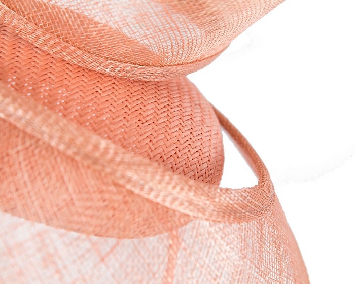 Bespoke coral sinamay racing fascinator by Fillies Collection - Image 5