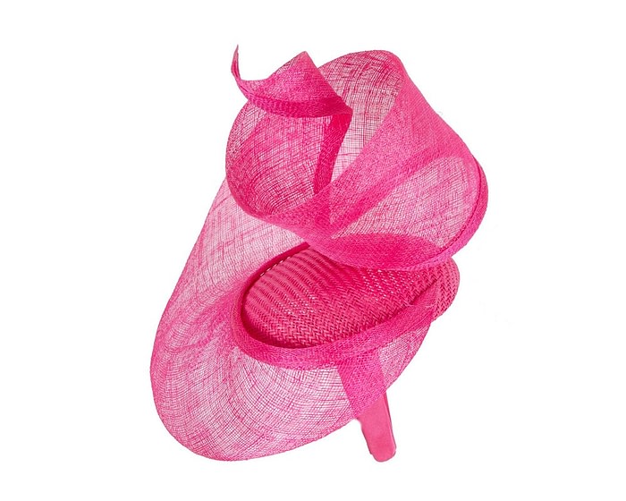 Bespoke fuchsia sinamay racing fascinator by Fillies Collection - Image 3